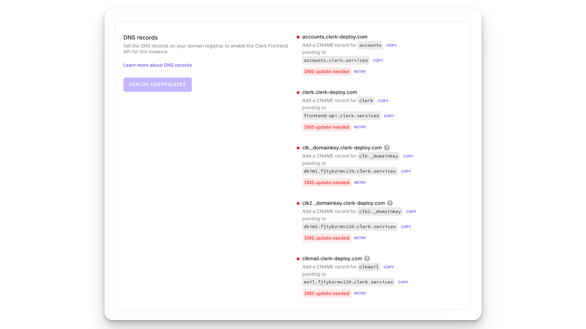 Production DNS Records